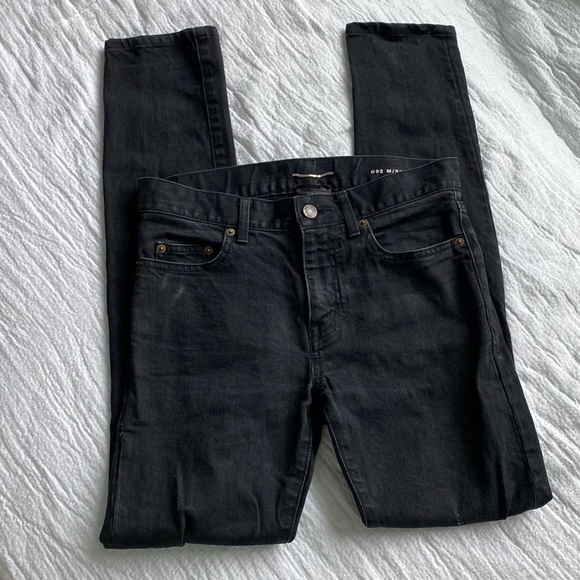 Saint Laurent Denim - Saint LAURENT Distressed Black Skinny Jeans